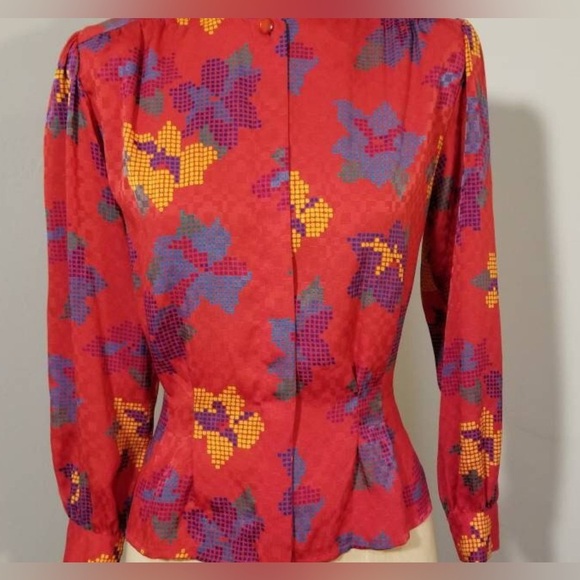 Laura and Jayne vintage retro long sleeve blouse with shoulders pads size 10 - Picture 3 of 6